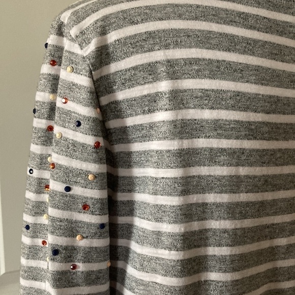 J. Crew medium long sleeve top stripes gray white - Picture 9 of 12